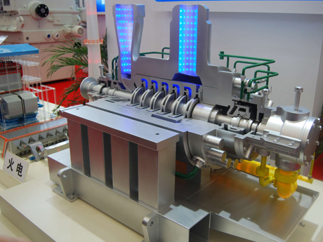Model of an engine with lights