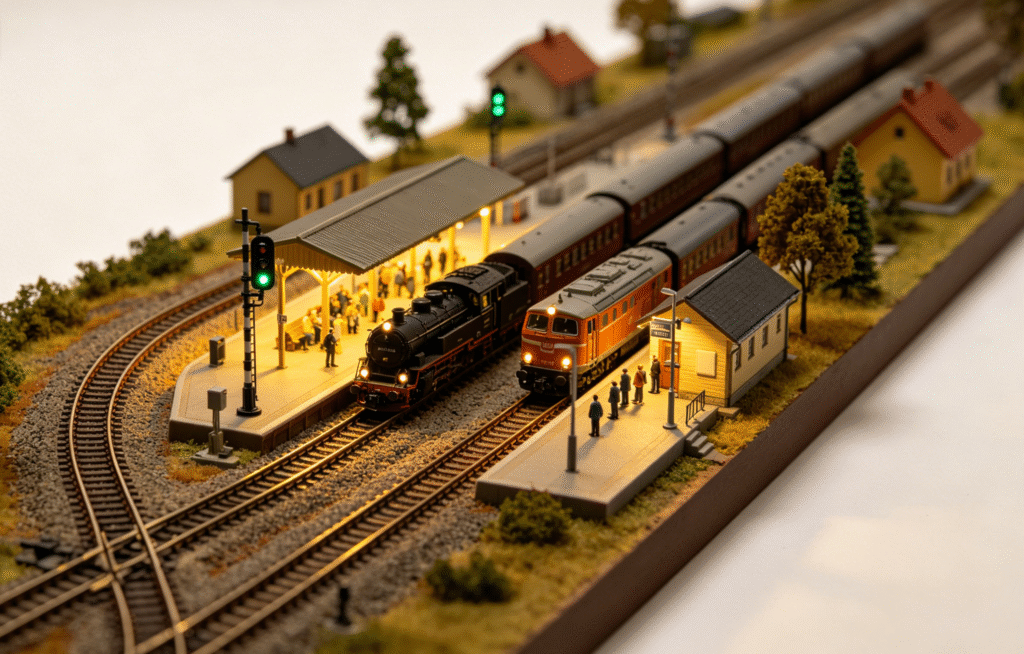 Custom Model Train Station Miniature